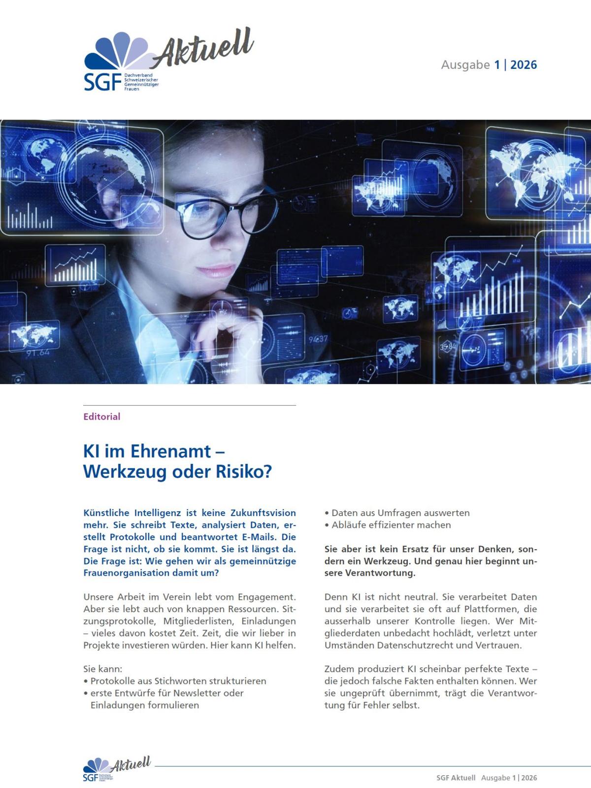 Erste Seite der 1. Ausgabe SGF Aktuell im Jahr 2026